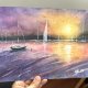 Zachód słońca w porcie. Original Akwarela A4