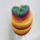 Kolorowa delikatna czapka beanie z wywinięciem S/M z wełną merino