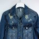 DeFacto Denim dłuższa kurtka dżins jeans przetarcia / 34