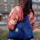 Zamszowa torba Hobo Margo Granatowa