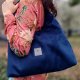 Zamszowa torba Hobo Margo Granatowa