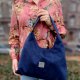 Zamszowa torba Hobo Margo Granatowa
