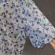Bluzka crop bawełna muślin hafty kobalt i biel XS S