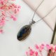 Naszyjnik Azuryt stal chirurgiczna wisiorek handmade wirewrapping