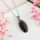 Naszyjnik Azuryt stal chirurgiczna wisiorek handmade wirewrapping