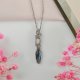 Naszyjnik Kamień Księżycowy z Labradorytem stal chirurgiczna wisiorek handmade wirewrapping