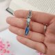 Naszyjnik Kamień Księżycowy z Labradorytem stal chirurgiczna wisiorek handmade wirewrapping
