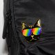 Przypinka tęczowa pride z kotem pin 001