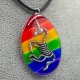 Wisiorek tęczowy pride z żywicy z jednorożcem pend 004