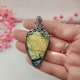 Naszyjnik Labradoryt stal chirurgiczna wisiorek handmade wirewrapping