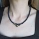 Czarny choker z ptakiem