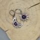 Asymetryczne kolczyki słońce i księżyc ametyst, stal chirurgiczna, wire wrapping