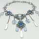 Choker naszyjnik handmade z akwamarynem szkłem Stal chirurgiczna Szkło