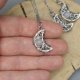 Wisiorek księżyc kamień księżycowy, półksiężyc, wire wrapping, stal chirurgiczna, unikatowy, lunula
