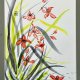 Dzika orchidea. japońskie malarstwo sumi-e. Original Akwarela A4