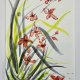 Dzika orchidea. japońskie malarstwo sumi-e. Original Akwarela A4