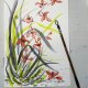 Dzika orchidea. japońskie malarstwo sumi-e. Original Akwarela A4