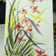 Dzika orchidea. japońskie malarstwo sumi-e. Original Akwarela A4