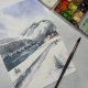 Jezioro w Alpach. Original Akwarela A4