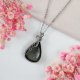 Naszyjnik Obsydian Srebrzysty stal chirurgiczna wisiorek handmade wirewrapping