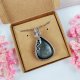 Naszyjnik Obsydian Srebrzysty stal chirurgiczna wisiorek handmade wirewrapping