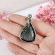 Naszyjnik Obsydian Srebrzysty stal chirurgiczna wisiorek handmade wirewrapping