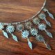 NATIVE AMERICAN NECKLACE - STERLING SILVER SREBRO 925 - INDIAŃSKI NASZYJNIK CHOKER - SYGNOWANY - KOLIA ZE SREBRA