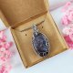 Naszyjnik Agat Mszysty stal chirurgiczna wisiorek handmade wirewrapping