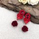 "Rose" kolczyki sutasz bordowo czerwone z kryształkiem i kwiatkiem