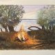 Wieczorne ognisko nad rzeką 30/42cm. Original Akwarela A3