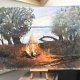 Wieczorne ognisko nad rzeką 30/42cm. Original Akwarela A3