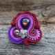 Bordowa broszka soutache