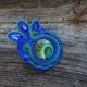 Zielono-kobaltowa broszka soutache