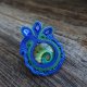Zielono-kobaltowa broszka soutache