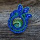 Zielono-kobaltowa broszka soutache