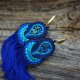 Granatowo turkusowe kolczyki soutache