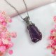 Naszyjnik Ametyst stal chirurgiczna wisiorek handmade wirewrapping