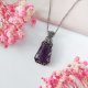 Naszyjnik Ametyst stal chirurgiczna wisiorek handmade wirewrapping