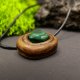 Wisiorek "Magia Malachitu"–amulet z duszą-brzoza,pirografia, prezent -Dzień Matki, Unique Jewelry Design; Luxury Wooden Jewellery
