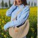 Torba worek w stylu boho z plecionki Waflowej