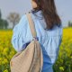 Torba worek w stylu boho z plecionki Waflowej