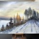 Cichy zimowy wieczór. akwarela 44*32 cm ręcznie malowana.