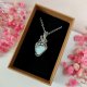 Naszyjnik Larimar stal chirurgiczna wisiorek handmade wirewrapping