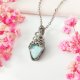 Naszyjnik Larimar stal chirurgiczna wisiorek handmade wirewrapping
