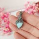 Naszyjnik Larimar stal chirurgiczna wisiorek handmade wirewrapping