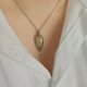 Naszyjnik Prehnit 'Kemen' stal chirurgiczna wisiorek handmade wirewrapping