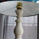 Lampa drewniana, stołowa, duża z abażurem z tkaniny, wys 52cm