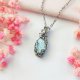 Naszyjnik Larimar stal chirurgiczna wisiorek handmade wirewrapping