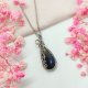 Naszyjnik Labradoryt Niebieski stal chirurgiczna wisiorek handmade wirewrapping
