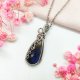 Naszyjnik Labradoryt Niebieski stal chirurgiczna wisiorek handmade wirewrapping